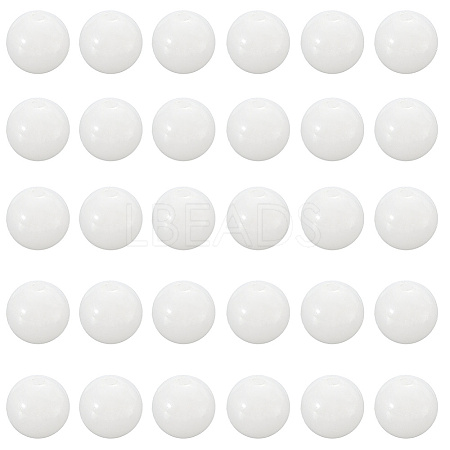 2 Strands Natural White Jade Round Beads Strands G-SP0001-25-1