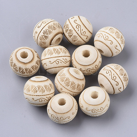 Unfinished Natural Wood European Beads WOOD-T025-001B-LF-1