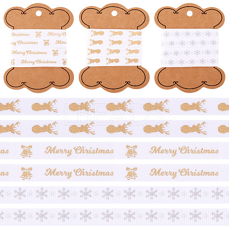 9 Yards 3 Colors Christmas Theme Polyester Printed Grosgrain Ribbons ORIB-TA0001-05B-1