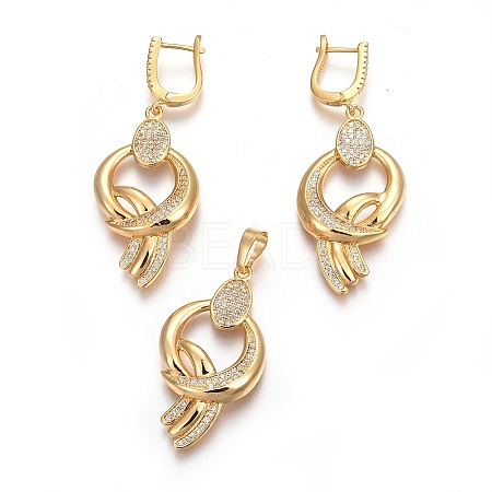 (Jewelry Parties Factory Sale)Brass Micro Pave Cubic Zirconia Jewelry Sets SJEW-F189-08G-1