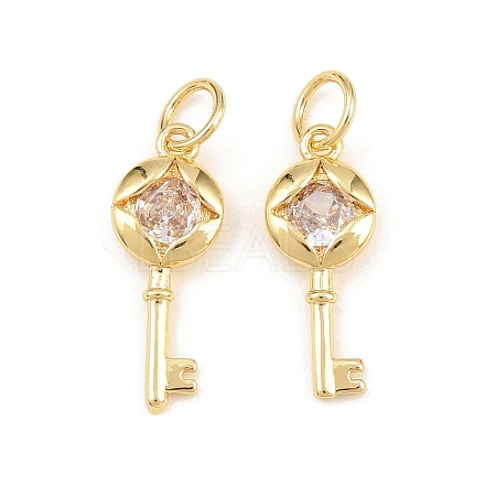 Brass Micro Pave Clear Cubic Zirconia Pendants KK-H292-12G-1