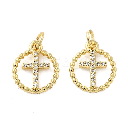 Brass Micro Pave Cubic Zirconia Pendants KK-C092-21A-G-1
