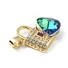 Real 18K Gold Plated Rack Plating Brass Micro Pave Clear Cubic Zirconia Pendants KK-C015-17G-15-2