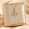 Brass Micro Pave Clear Cubic Zirconia Heart Snake Pendants Necklaces LS-NJEW-K280-04P-1
