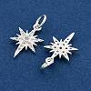 925 Sterling Silver Micro Pave Clear Cubic Zirconia Star Charms with Jump Rings STER-K181-06S-2