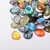 Mosaic Printed Glass Cabochons GGLA-N002-18x25-G-1