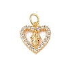 Brass Micro Pave Clear Cubic Zirconia Charms KK-E111-32C-G-1