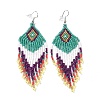 Glass Seed Braided Rhombus with Tassel Chandelier Earrings LS-EJEW-H084-05P-1