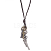 Adjustable Men's Zinc Alloy Pendant and Leather Cord Lariat Necklaces NJEW-BB16008-A-9