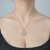 201 Stainless Steel Hollow Eye Pendant Necklace NJEW-OY002-02-2