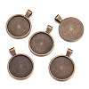 Flat Round Alloy Pendant Cabochon Settings PALLOY-A15654-AB-1