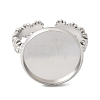 Flower 304 Stainless Steel Cuff Ring Components STAS-P454-05E-P-2