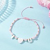 Valentine's Day Natural Rose Quartz & TOHO Round Seed Beads Braided Bead Bracelets for Women BJEW-MZ00244-02-2