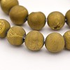Electroplate Natural Agate Round Beads Strands X-G-M211-8mm-06-1