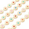 Brass Enamel Flower Link Chains CHC-K009-22G-1