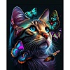 AB Color Flower Cat DIY Diamond Painting Kit PW-WG80731-09-1