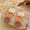 Thanksgiving Day Pumpkin Acrylic Glitter Powder Dangle Stud Earrings FS-WGE72CC-01-1