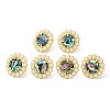 Natural Shell Flower Stud Earrings with Plastic Pearl Beaded EJEW-E599-04G-03-2