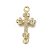 Brass Clear Cubic Zirconia Cross Connector Charms ZIRC-I070-037G-1
