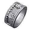Gear Brass Micro Pave Clear Cubic Zirconia Rotatable Finger Rings FS-WGBD3BF-03-1