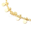 Brass Flat Round Charms Chain Bracelets for Women BJEW-G672-04G-2