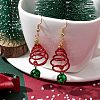 Aluminum Wire Wrapped Christmas Tree Dangle Earrings EJEW-JE05829-02-2