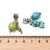 16Pcs 8 Styles Natural & Synthetic Mixed Gemstone European Dangle Charms PALLOY-FH00069-3
