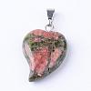 Natural Unakite Pendants with Brass Findings G-R390-08-1