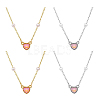 4Pcs 2 Colors Alloy & Resin Pink Heart Pendant Necklaces with Imitation Pearl NJEW-HY0001-12-1