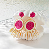 Bohemian Vacation Style Raffia Shell Earrings Vintage Handmade Woven Ear Drops GM6430-5-1