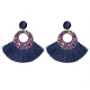 Bohemian Style Acrylic & Polyester Fan Tassel Stud Earrings FS-WGB5BEF-11-1