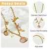 1Pc 304 Stainless Steel & Natural Cowrie Shell Pendant Bib Necklaces for Women NJEW-HS0001-25-4