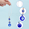 AHADEMAKER 2Pcs 2 Style Glass Beaded Turkish Blue Evil Eye Hanging Pendant KEYC-GA0001-30-3