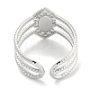 304 Stainless Steel Synthetic Turquoise Cuff Rings G-Z056-03P-03-3