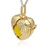 Golden Tone Brass Hollow Heart Cage Pendants KK-J241-08G-2