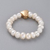Stretch Natural Cultured Freshwater Pearl Finger Rings RJEW-JR00296-02-3