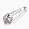 Brass Micro Pave Cubic Zirconia Safety Brooch JEWB-I010-04P-2