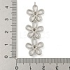 Brass Pave Clear Cubic Zirconia Three Flower Links Connector Charms X-KK-P277-51P-3