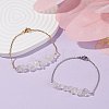 2Pcs 2 Color Natural Quartz Crystal Chip Beaded Link Bracelets Set with 304 Stainless Steel Cable Chains BJEW-JB07914-05-2