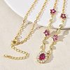 Brass Pave Cubic Zirconia Flower Pendant Necklaces NJEW-C121-04A-01G-1