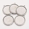 Tibetan Style Flat Round Alloy Pendant Cabochon Settings X-TIBEP-Q049-19AS-RS-1