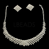 Fashionable Wedding Rhinestone Necklace and Stud Earring Jewelry Sets SJEW-R046-05-1