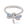 Colorful Cubic Zirconia Dragonfly Rotating Ring RJEW-B050-02P-2