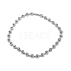 Synthetic Hematite & Brass Column Beaded Necklace with Magnetic Clasps NJEW-G047-01-2
