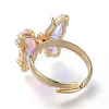 Adjustable Brass Glass Finger Rings RJEW-P148-A01-12-3
