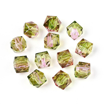 Two Tone Transparent Spray Painted Acrylic Beads ACRP-T005-26J-1