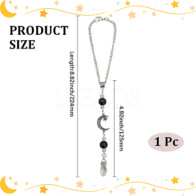 Natural Obsidian & Alloy Pendant Decorations HJEW-WH20009-03B-1
