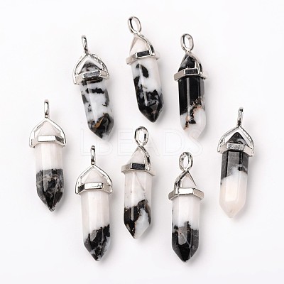 Natural Gemstone Double Terminated Pointed Pendants X-G-F295-04E-1