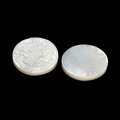Carved Natural White Shell Cabochons SSHEL-N038-06B-11-1