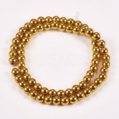 Electroplate Non-magnetic Synthetic Hematite Beads Strands G-J169A-6mm-04-1